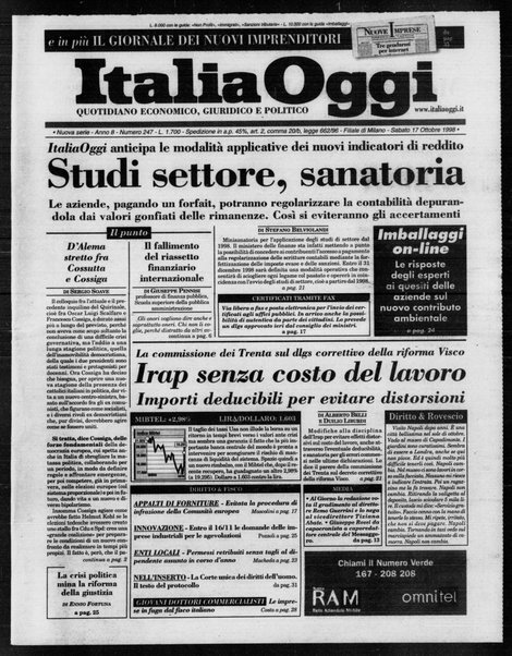 Italia oggi : quotidiano di economia finanza e politica